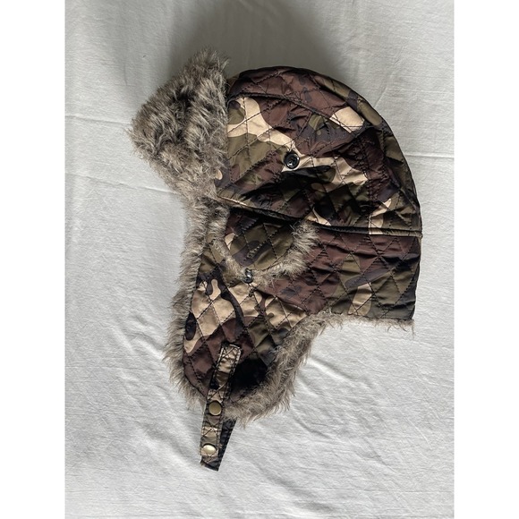 Other - Camo Trapper Hat Faux Fur Lined Ear Flaps Aviator Bomber Winter Cap RN109028